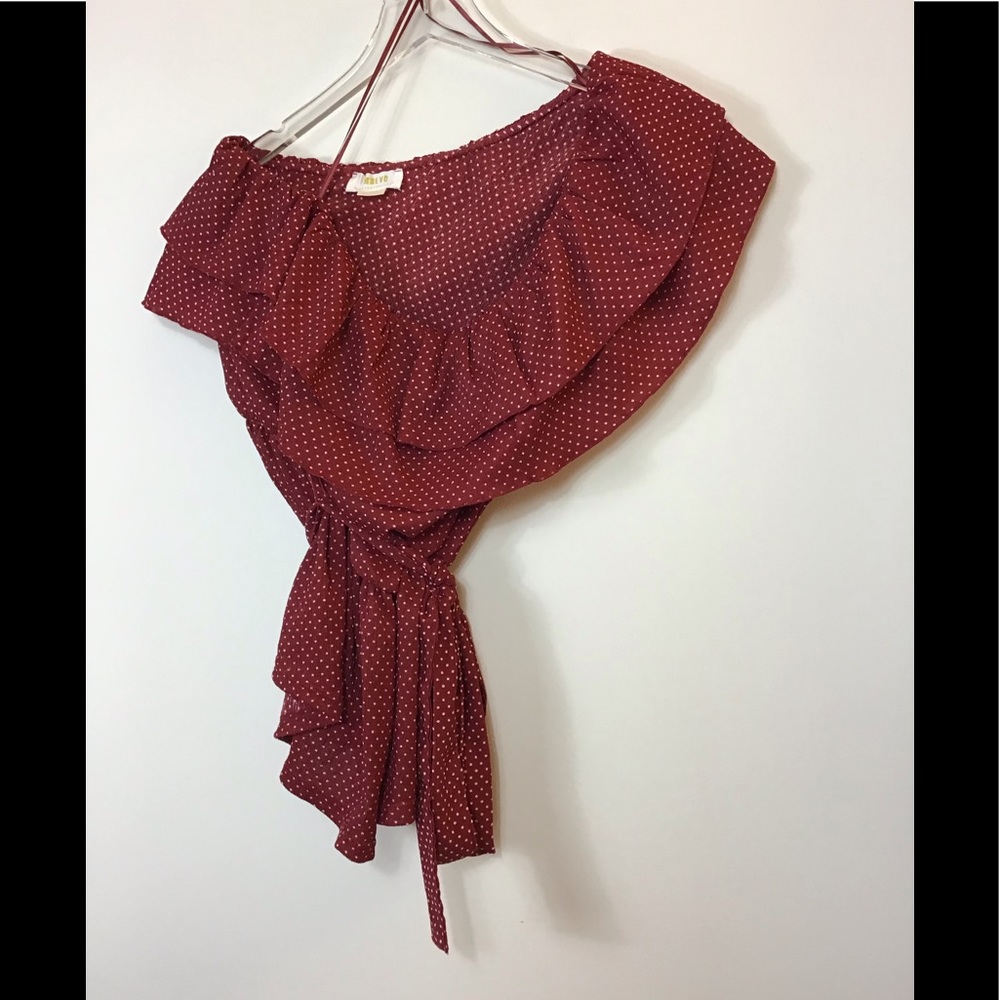 Anthropologie Maeve Rita Ruffled One Shoulder Top - Picture 6 of 7